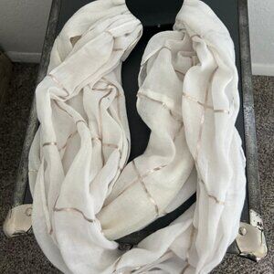 MixIt Cream and Gold Plaid Infinity Scarf